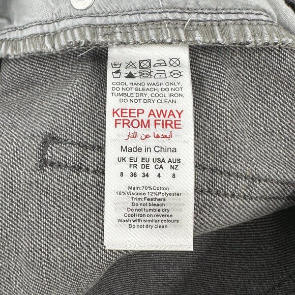 NWT Nasty Gal Washed Black / Gray Feather Hem Straight Leg Jeans sz 8 - Picture 8 of 12